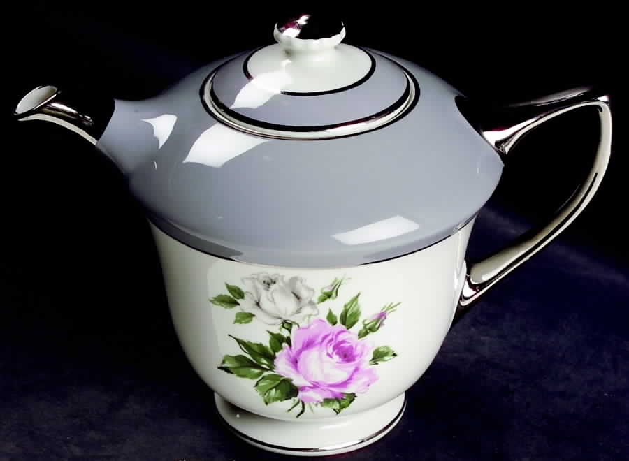 Countess Margaret Rose Gray (Platinum Trim) Teapot & Lid by Royal Jackson-1