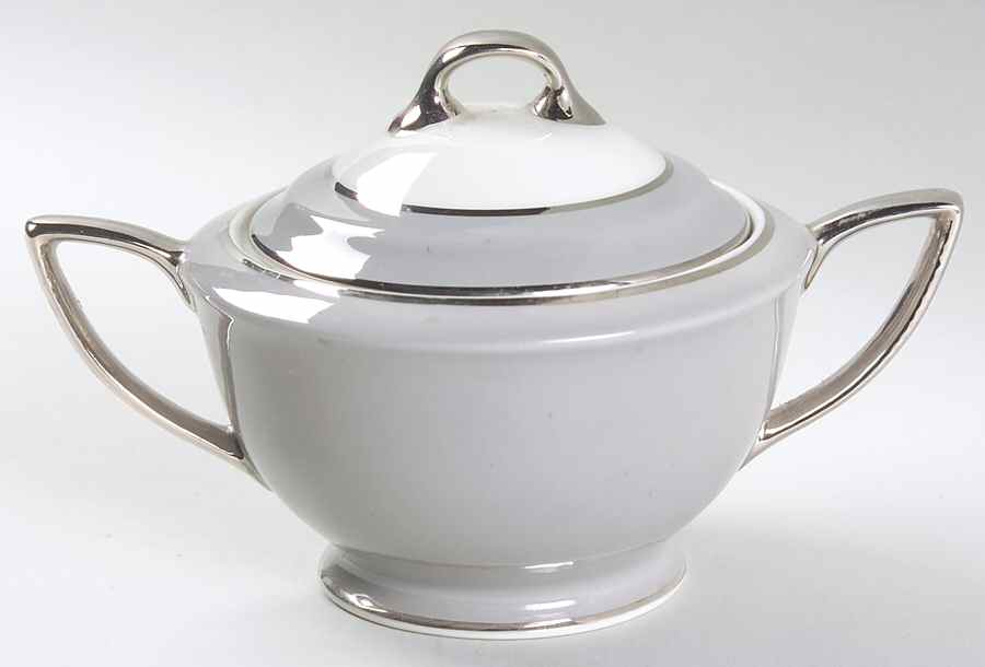 Countess Margaret Rose Gray (Platinum Trim) Sugar Bowl & Lid by Royal Jackson-1