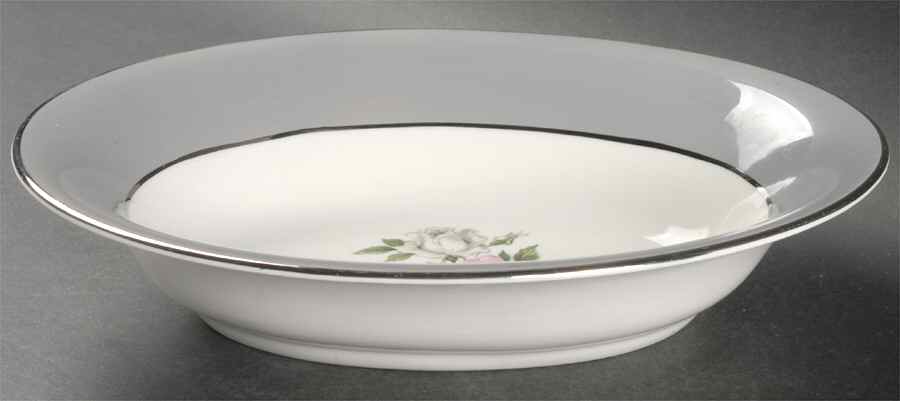 Countess Margaret Rose Gray (Platinum Trim) 10" Oval Vegetable Bowl by Royal Jackson-1