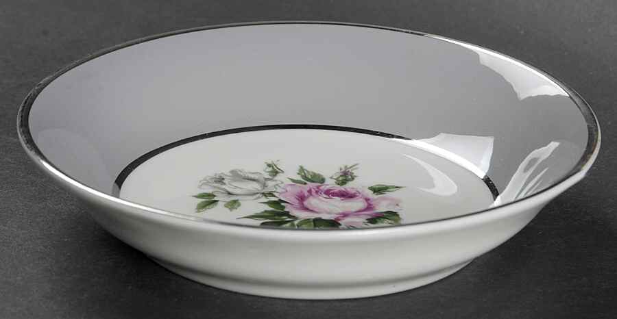 Countess Margaret Rose Gray (Platinum Trim) Fruit/Dessert (Sauce) Bowl by Royal Jackson-1