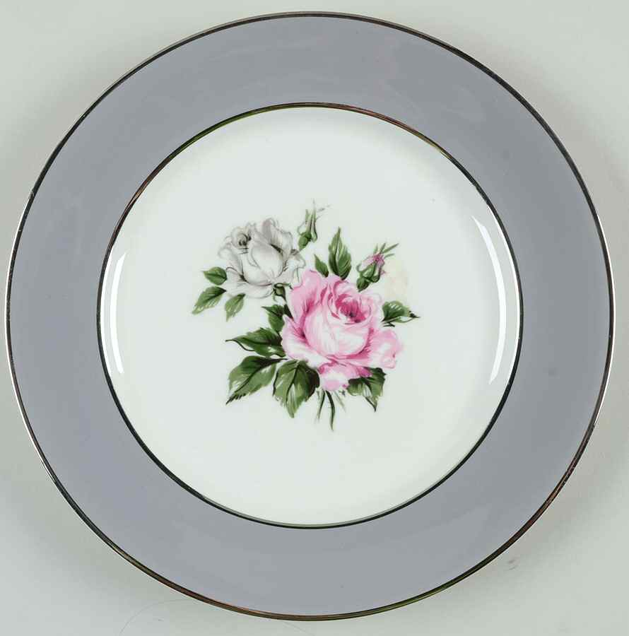 Countess Margaret Rose Gray (Platinum Trim) Salad Plate by Royal Jackson-1