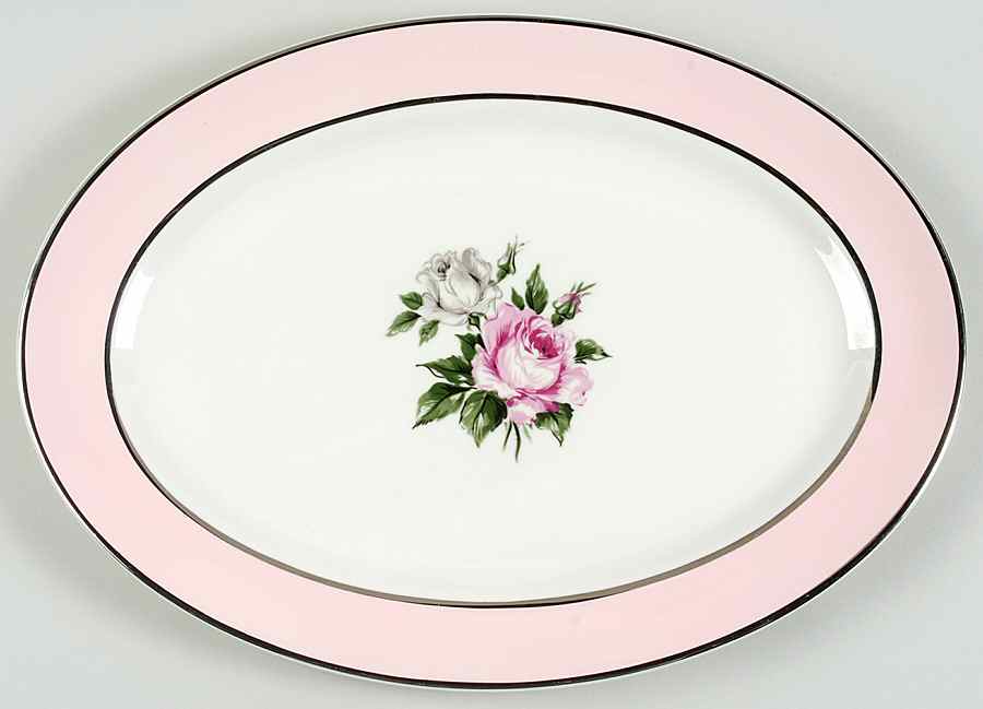 Countess Margaret Rose Pink 15" Oval Serving Platter by Royal Jackson-1