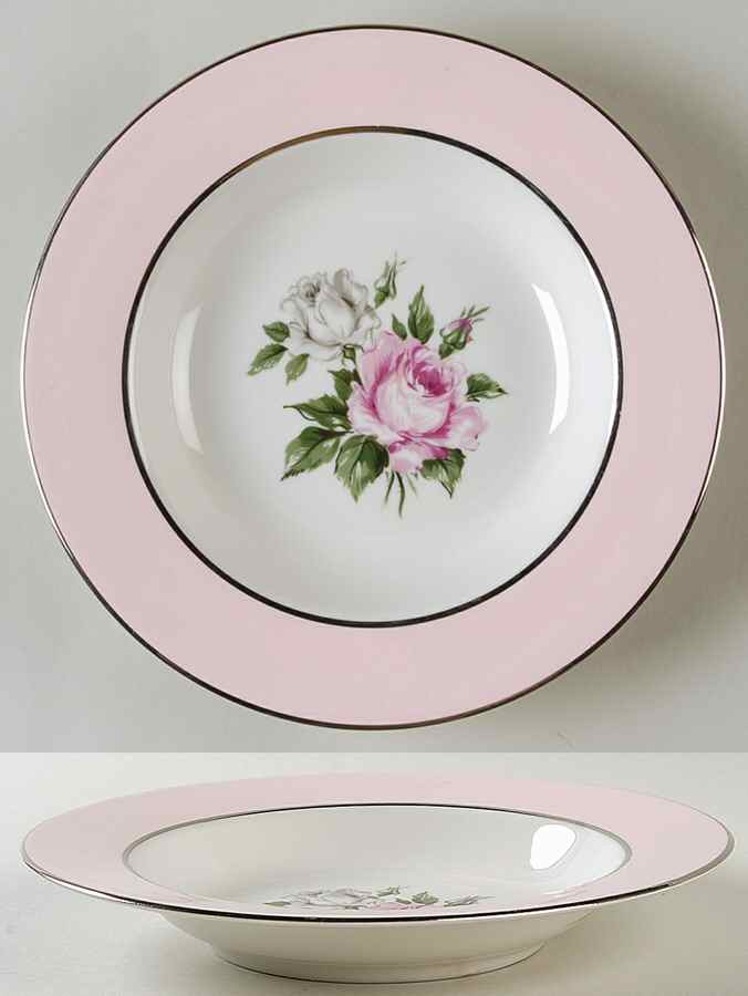 Countess Margaret Rose Pink Rim Soup Bowl by Royal Jackson-1