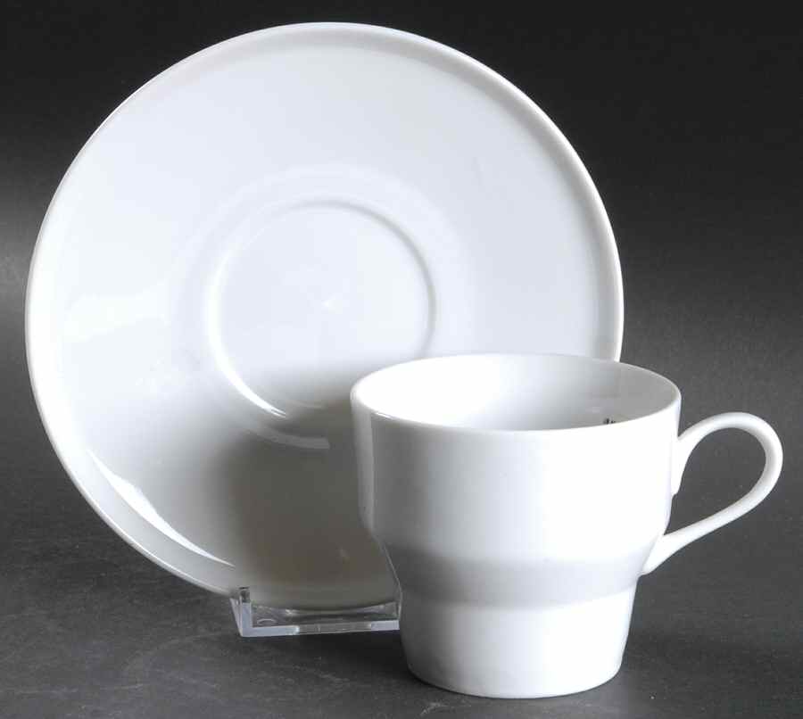 Contempri White Flat Cup & Saucer Set by Royal Jackson-1