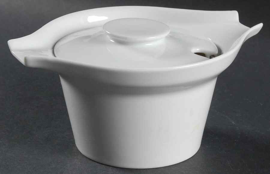 Contempri White Sauce Boat & Lid by Royal Jackson-1