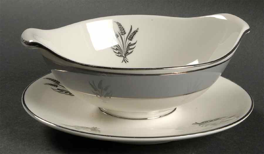 Countess Silver Wheat Gray Gravy Boat with Attached Underplate by Royal Jackson-1
