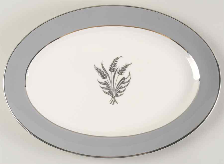 Countess Silver Wheat Gray 15" Oval Serving Platter by Royal Jackson-1