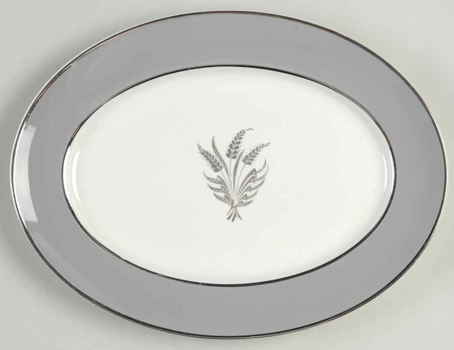 Countess Silver Wheat Gray 11" Oval Serving Platter by Royal Jackson-1