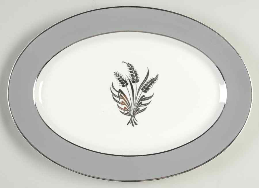 Countess Silver Wheat Gray 13" Oval Serving Platter by Royal Jackson-1