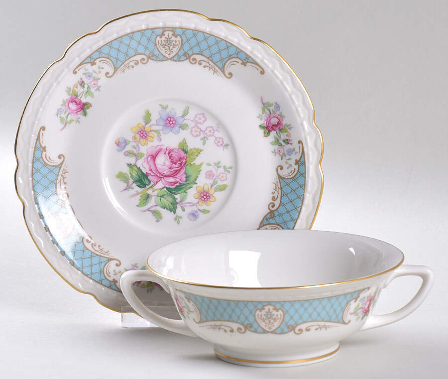 Duchess of Kent (Pearl Edge) Cream Soup Bowl & Saucer Set by Royal Jackson-1