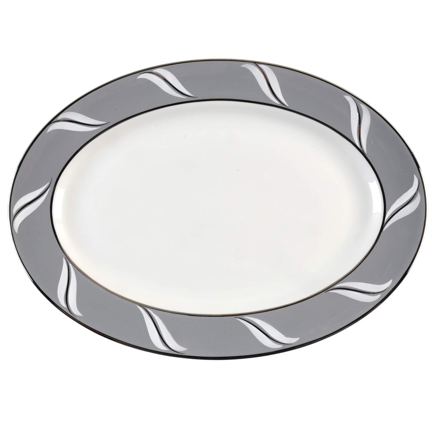 Duchess of Wyndsor (Platinum Trim) 13" Oval Serving Platter by Royal Jackson-1