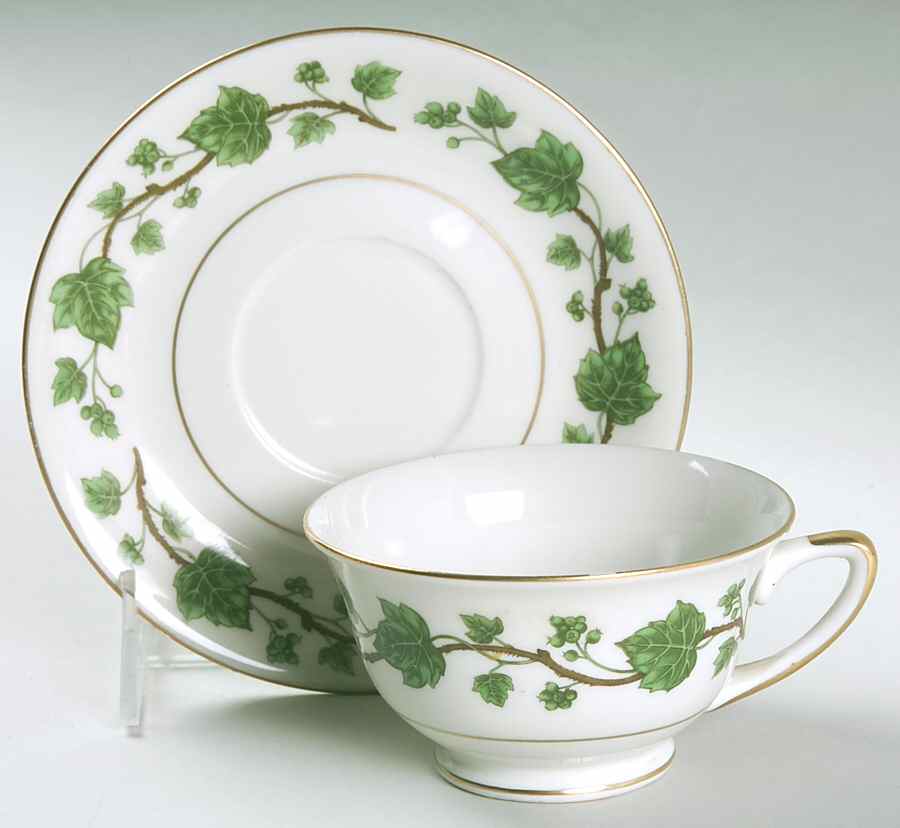 Emerald Ivy Footed Cup & Saucer Set by Royal Jackson-1