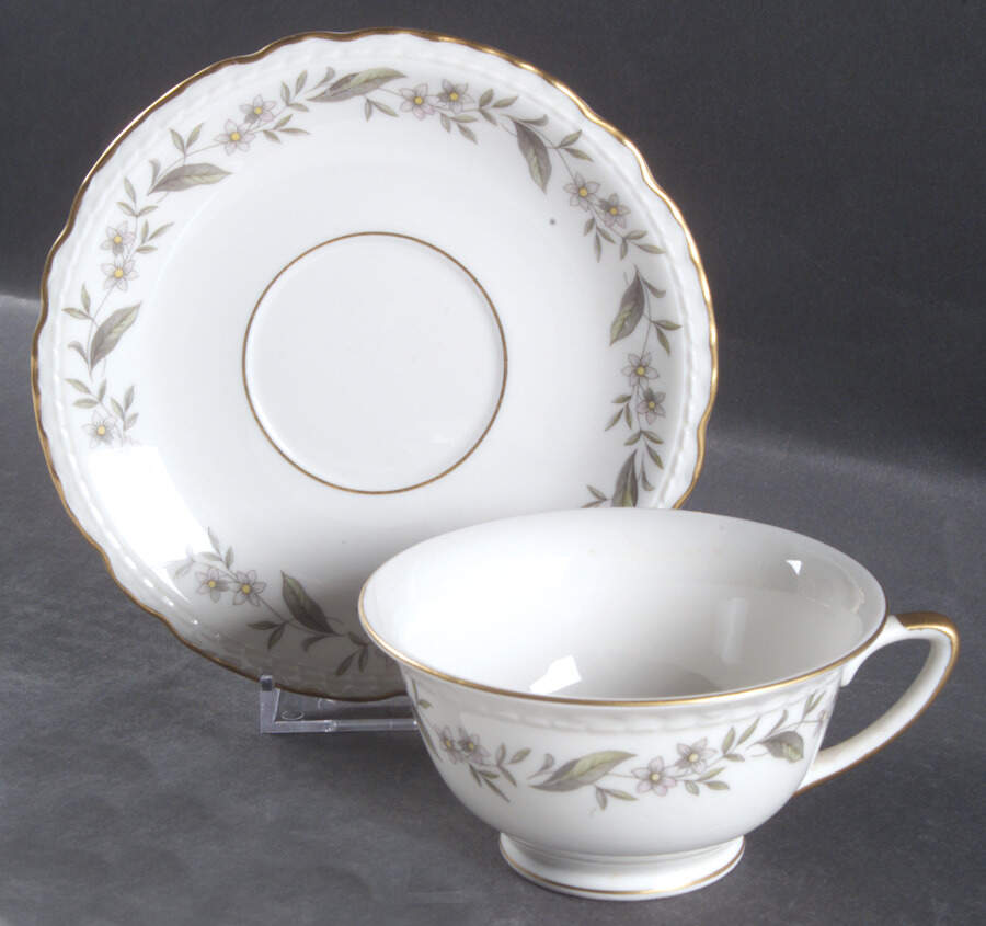 Fleur De Blanc Footed Cup & Saucer Set by Royal Jackson-1