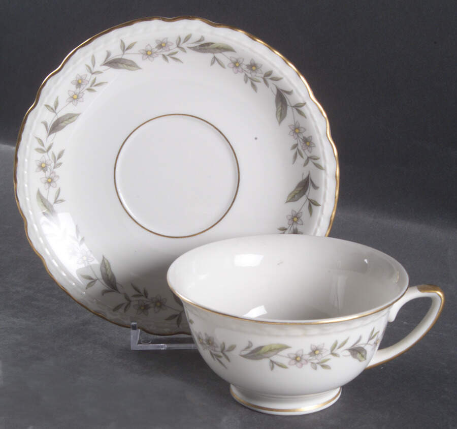 Fleur De Blanc Footed Cup & Saucer Set by Royal Jackson-1
