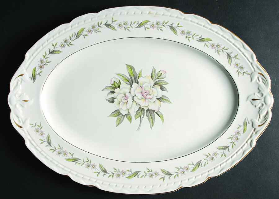 Fleur De Blanc 15" Oval Serving Platter by Royal Jackson-1