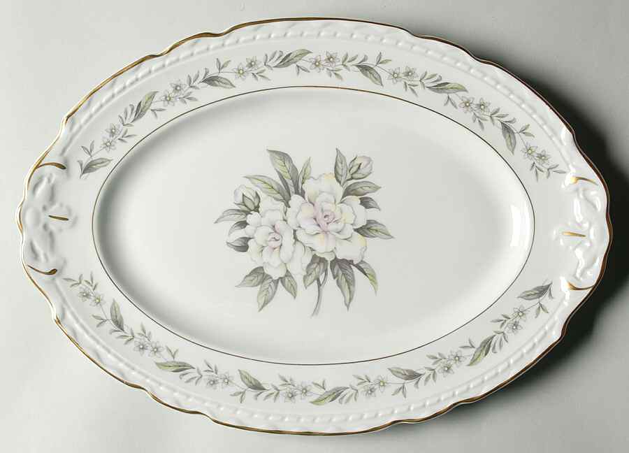 Fleur De Blanc 13" Oval Serving Platter by Royal Jackson-1