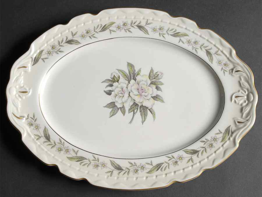 Fleur De Blanc 12" Oval Serving Platter by Royal Jackson-1