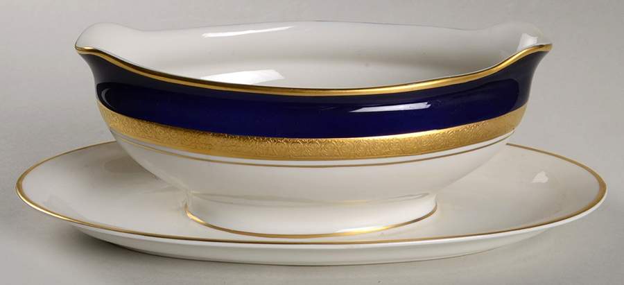 Imperial Cobalt Gravy Boat with Attached Underplate by Royal Jackson-1