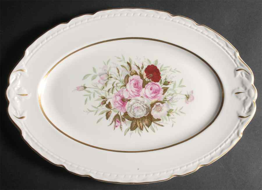 Lady Lee (Gold Trim) 15" Oval Serving Platter by Royal Jackson-1