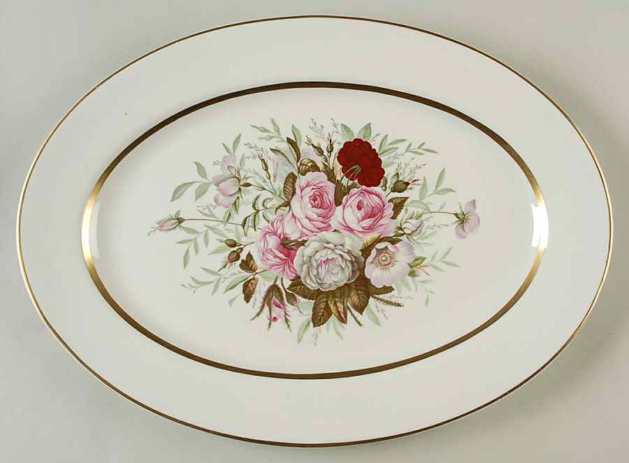 Lady Lee (Gold Trim) 13" Oval Serving Platter by Royal Jackson-1