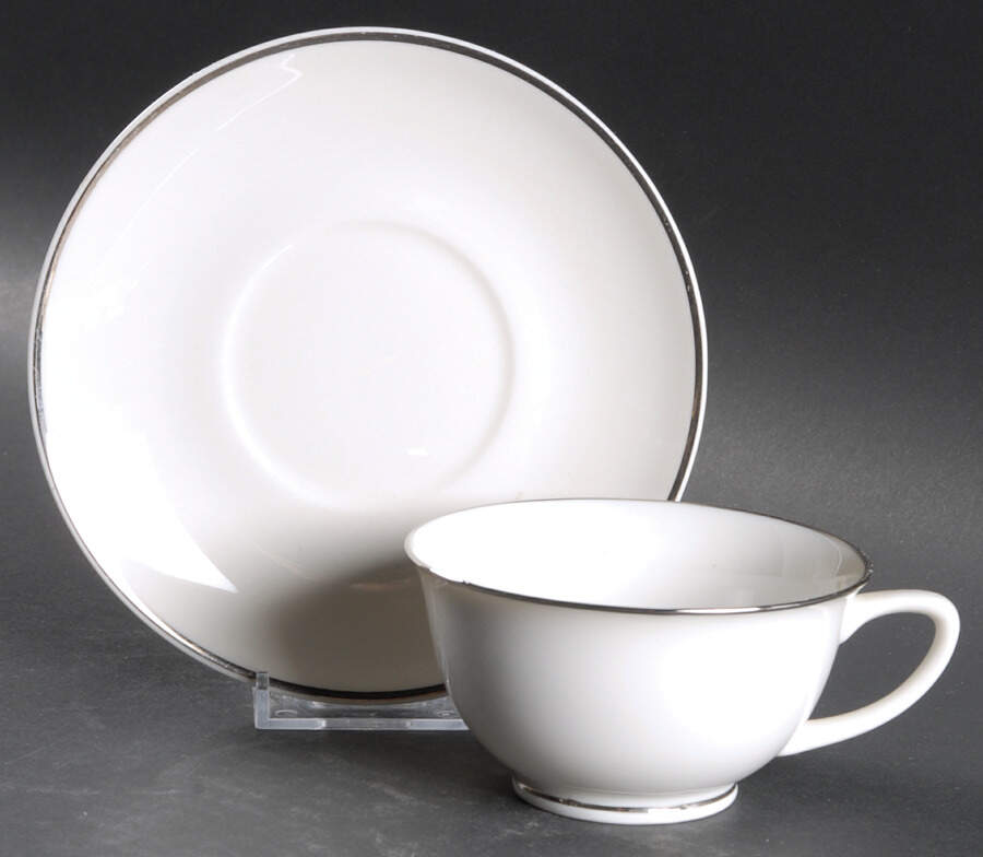 Moderne (Platinum Trim) Footed Cup & Saucer Set by Royal Jackson-1
