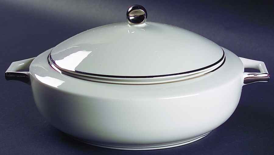 Moderne (Platinum Trim) Round Covered Vegetable by Royal Jackson-1