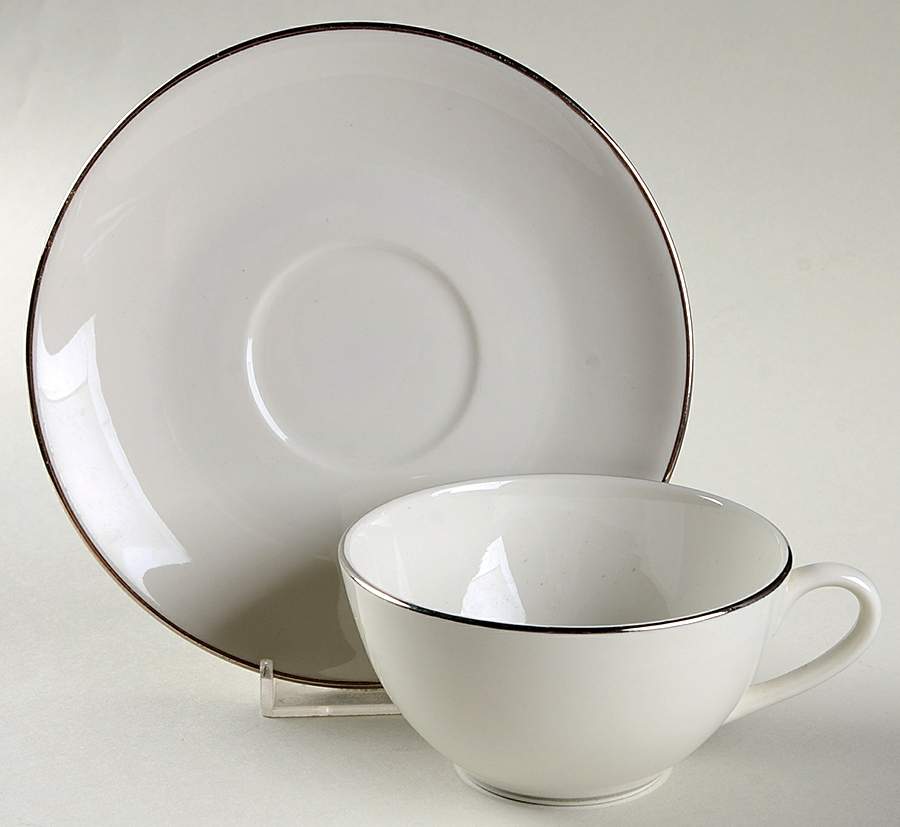 Moderne (Platinum Trim) Flat Cup & Saucer Set by Royal Jackson-1
