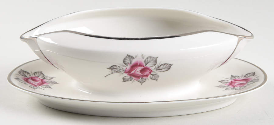 Normandy Rose Gravy Boat with Attached Underplate by Royal Jackson-1