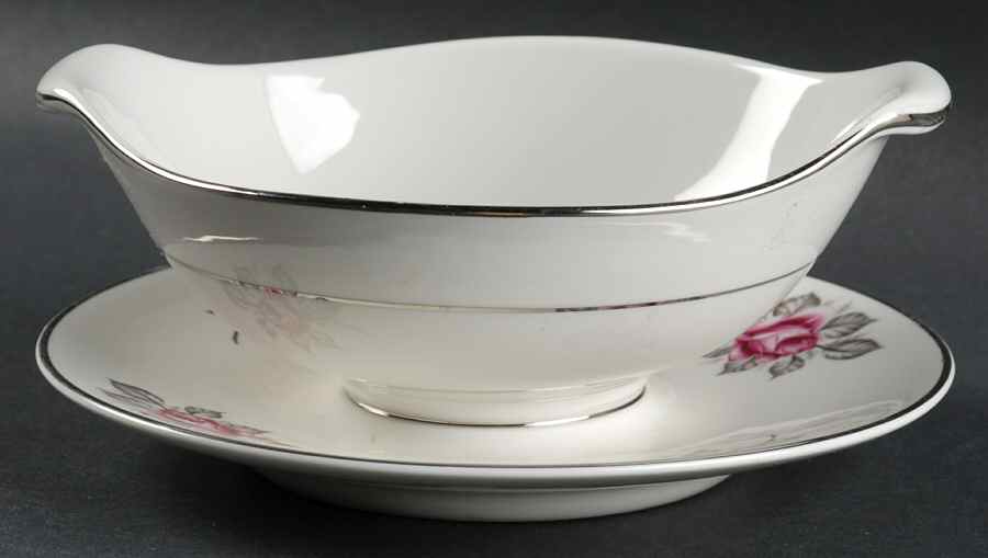 Normandy Rose Gravy Boat with Attached Underplate by Royal Jackson-1
