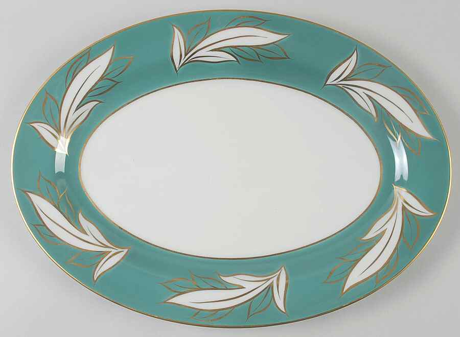 Queen Anne Teal 15" Oval Serving Platter by Royal Jackson-1