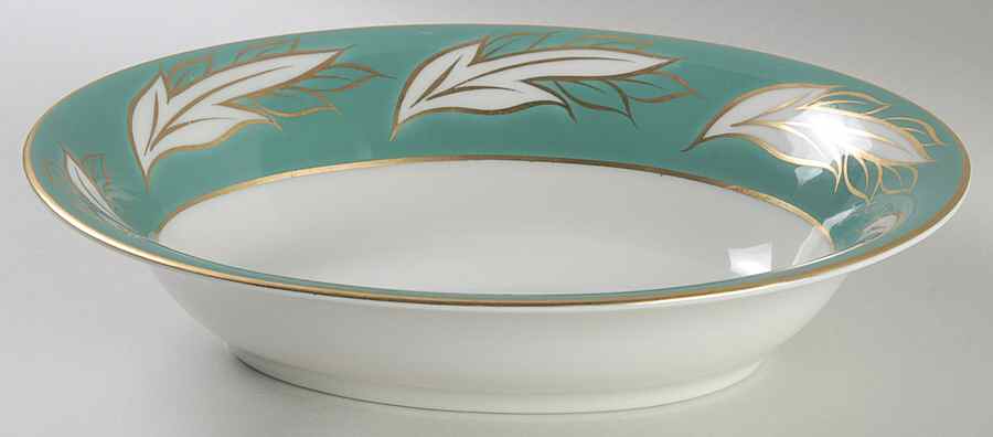 Queen Anne Teal 10" Oval Vegetable Bowl by Royal Jackson-1
