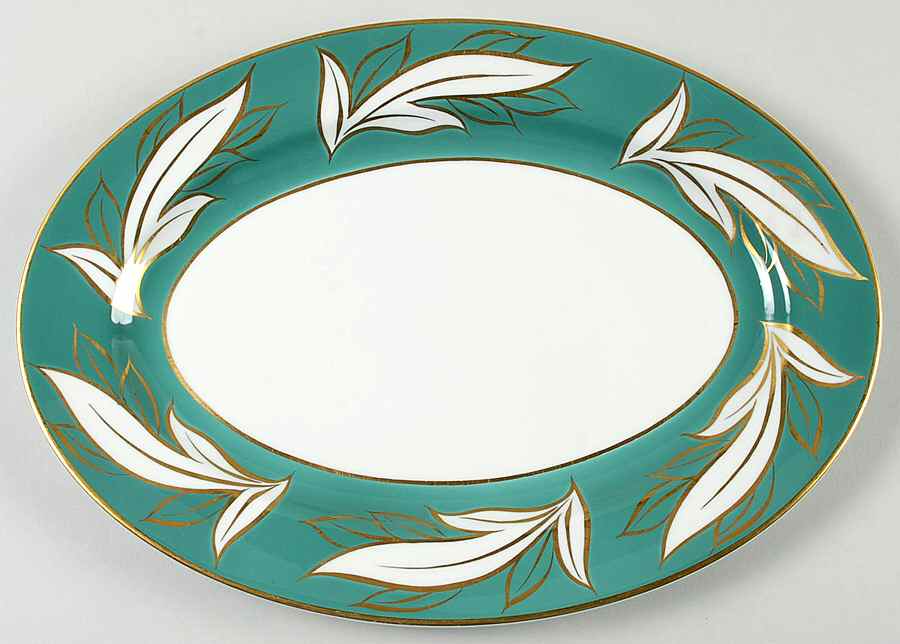 Queen Anne Teal 13" Oval Serving Platter by Royal Jackson-1