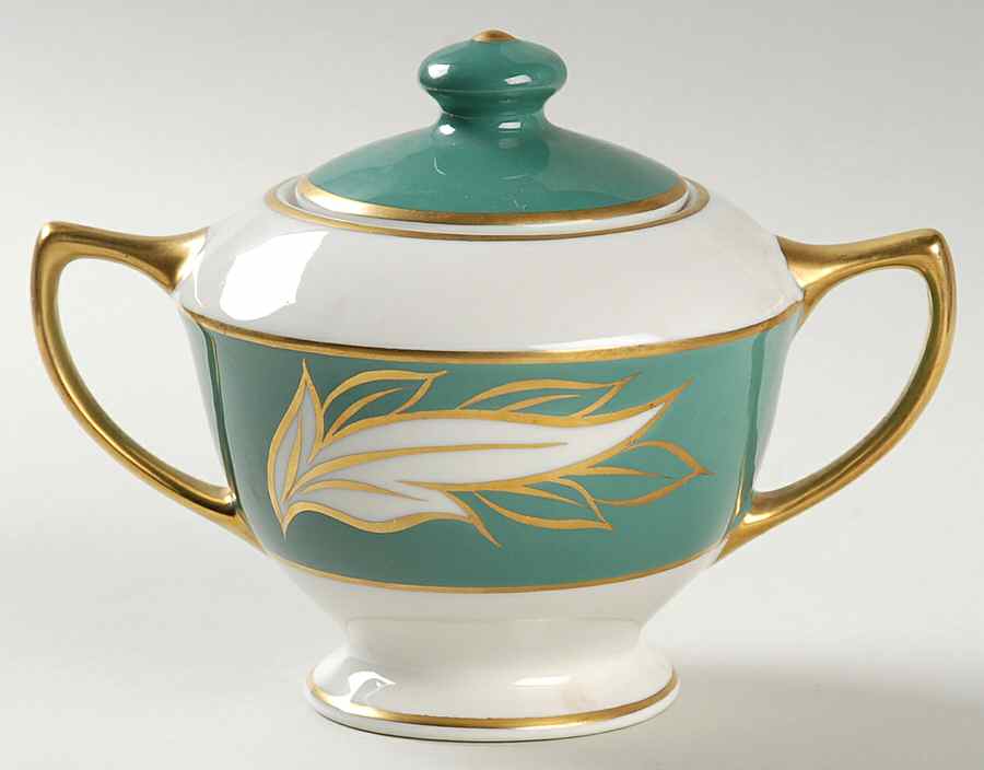 Queen Anne Teal Sugar Bowl & Lid by Royal Jackson-1