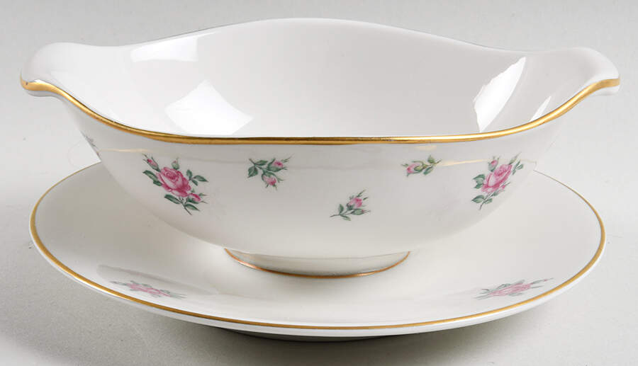 Rambler Rose Gravy Boat with Attached Underplate by Royal Jackson-1