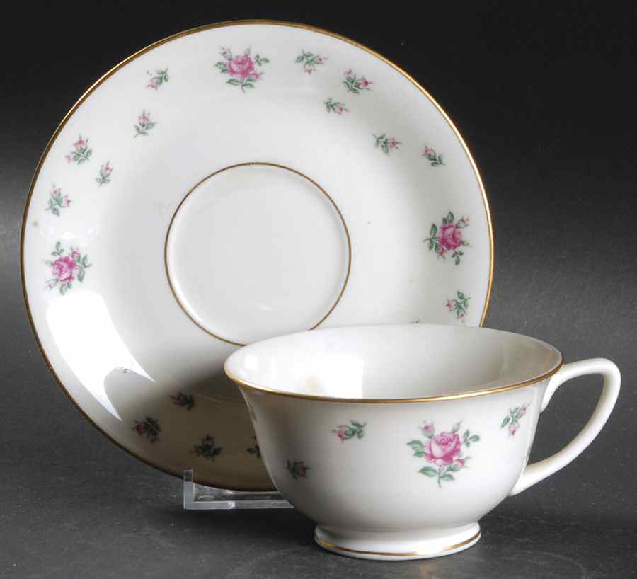 Rambler Rose Footed Cup & Saucer Set by Royal Jackson-1