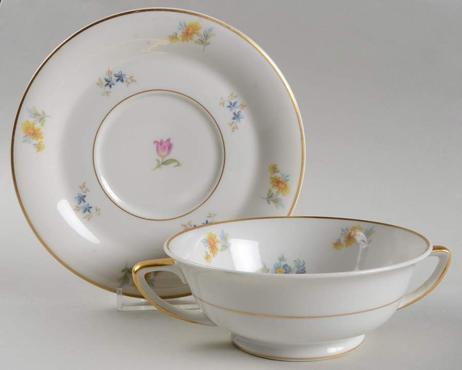 ROJ32 Footed Cream Soup Bowl & Saucer Set by Royal Jackson-1