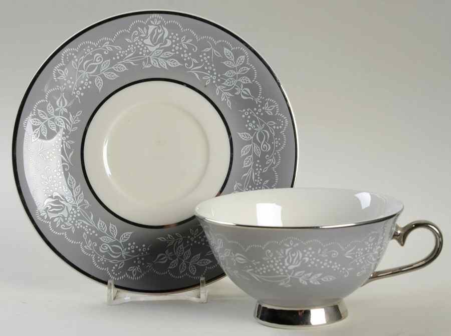 Rose Point Footed Cup & Saucer Set by Royal Jackson-1