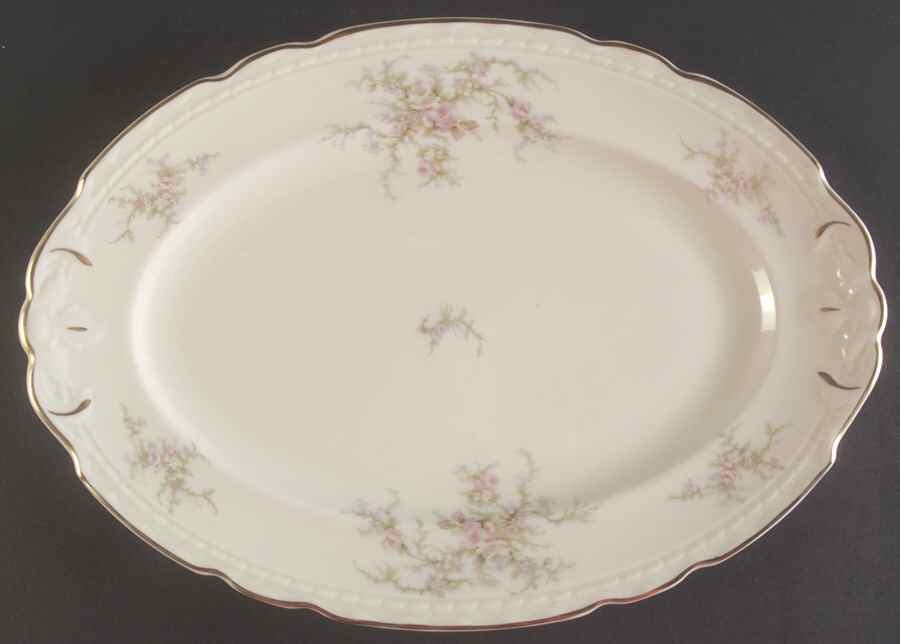 Sandra (Gold Trim) 15" Oval Serving Platter by Royal Jackson-1