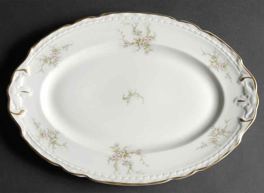 Sandra (Gold Trim) 14" Oval Serving Platter by Royal Jackson-1