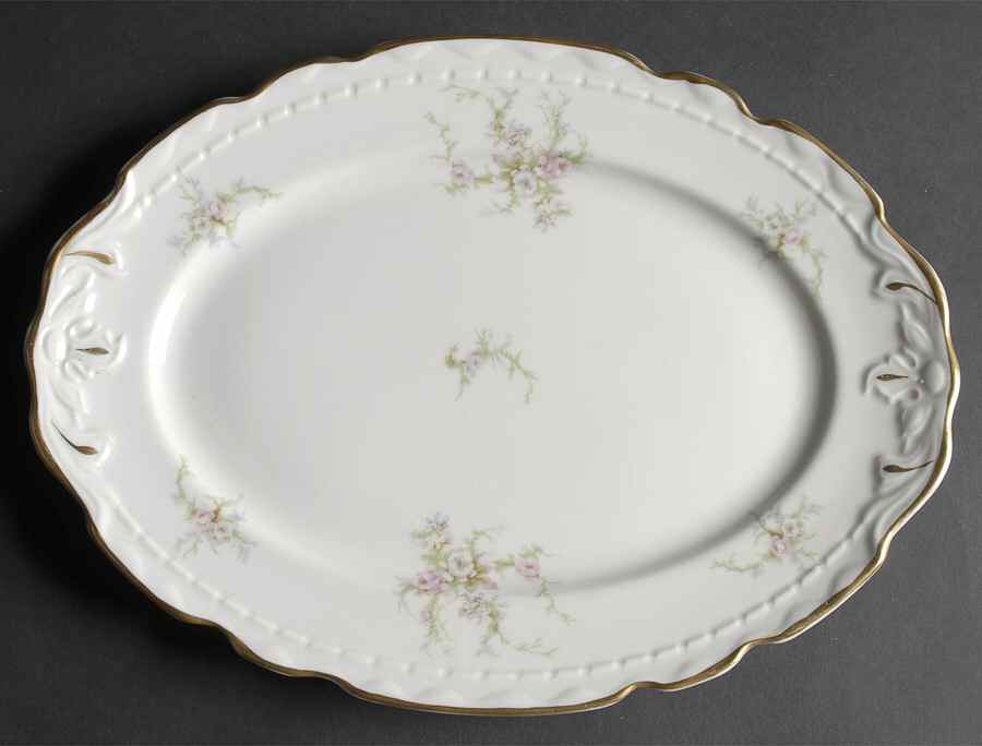Sandra (Gold Trim) 12" Oval Serving Platter by Royal Jackson-1
