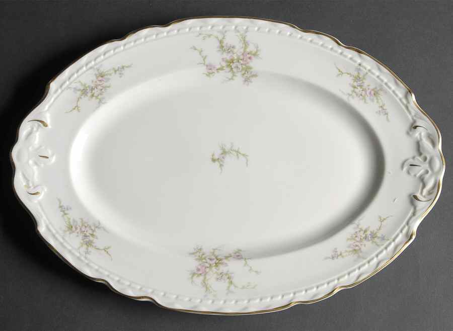 Sandra (Gold Trim) 13" Oval Serving Platter by Royal Jackson-1