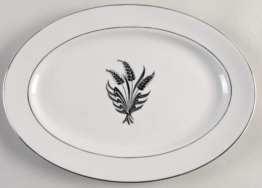 Silver Wheat White 13" Oval Serving Platter by Royal Jackson-1