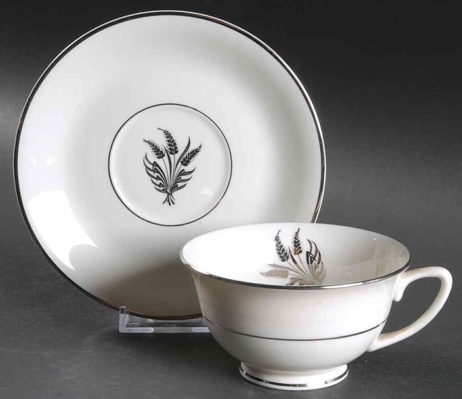 Silver Wheat White Footed Cup & Saucer Set by Royal Jackson-1