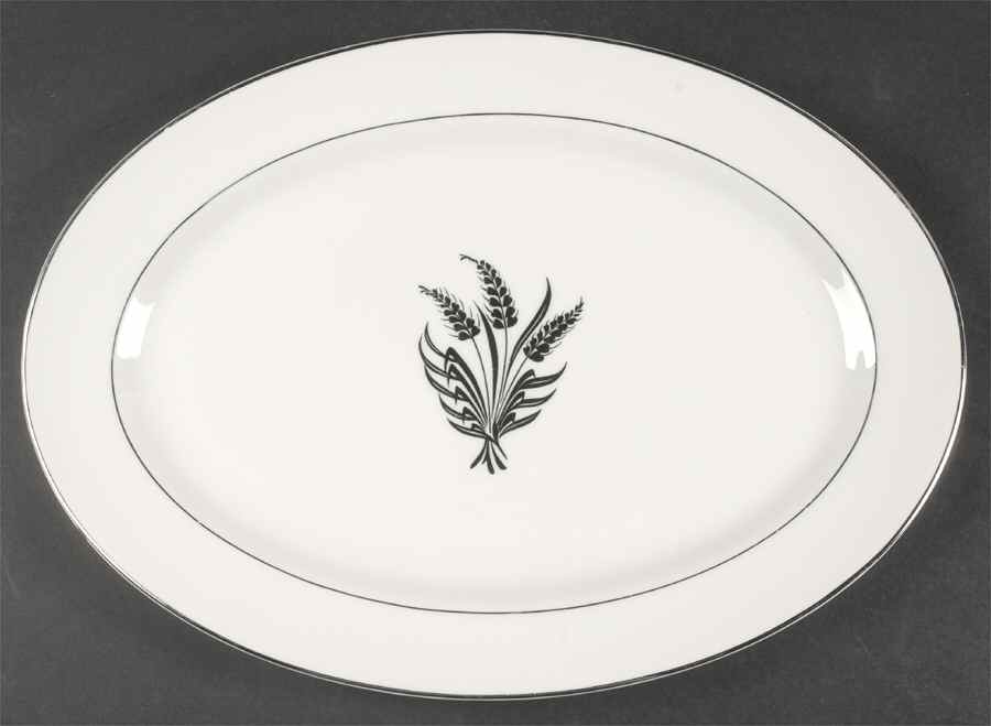 Silver Wheat White 15" Oval Serving Platter by Royal Jackson-1