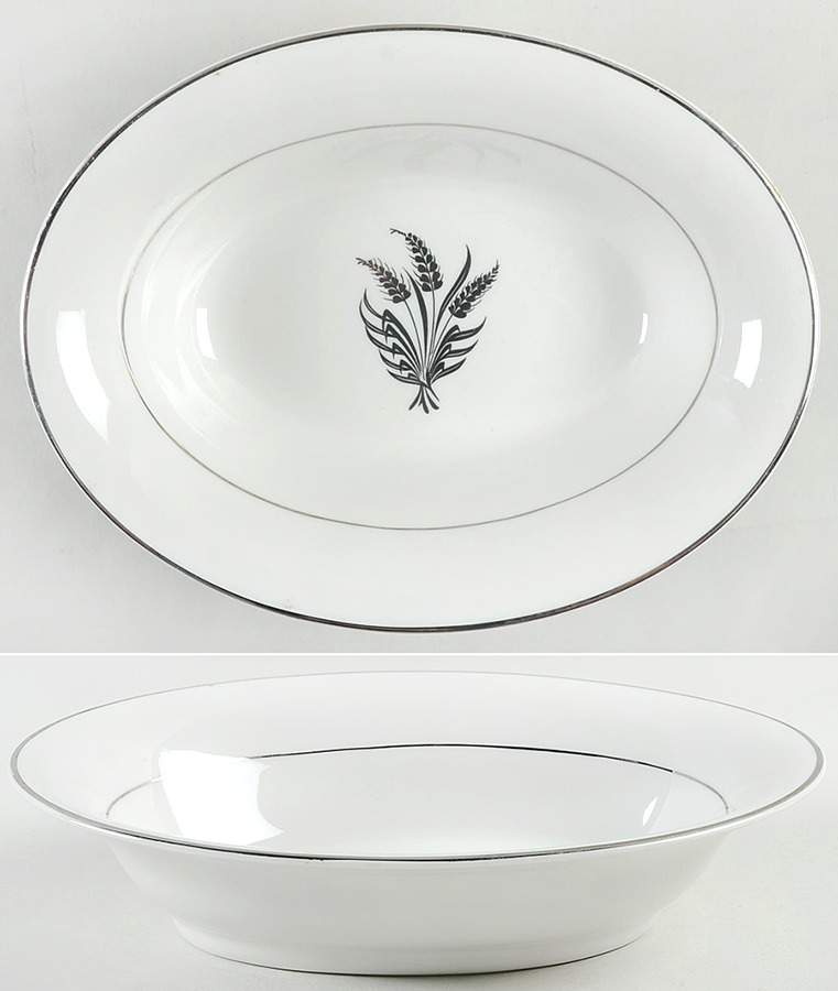 Silver Wheat White 10" Oval Vegetable Bowl by Royal Jackson-1