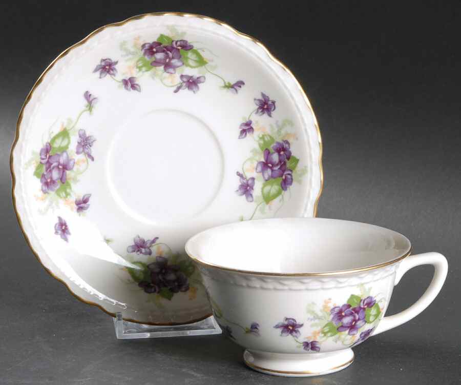 Woodland Violets Footed Cup & Saucer Set by Royal Jackson-1