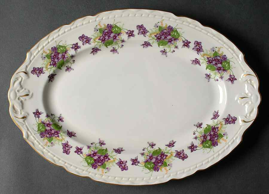 Woodland Violets 14" Oval Serving Platter by Royal Jackson-1