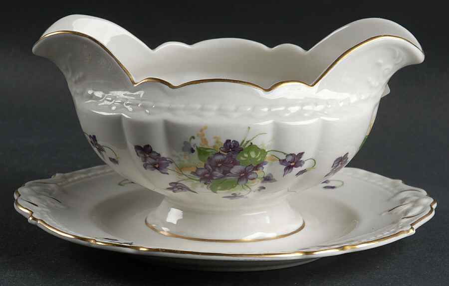 Woodland Violets Gravy Boat with Attached Underplate by Royal Jackson-1