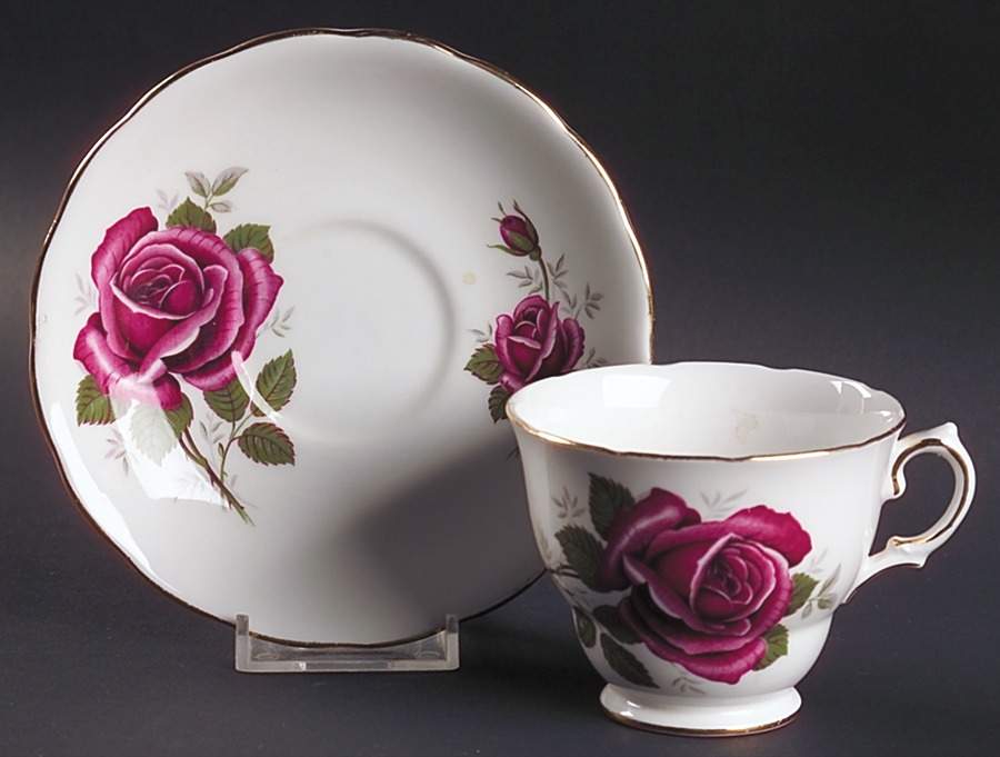 Flower Series Footed Cup & Saucer Set by Royal Kent (England)-1
