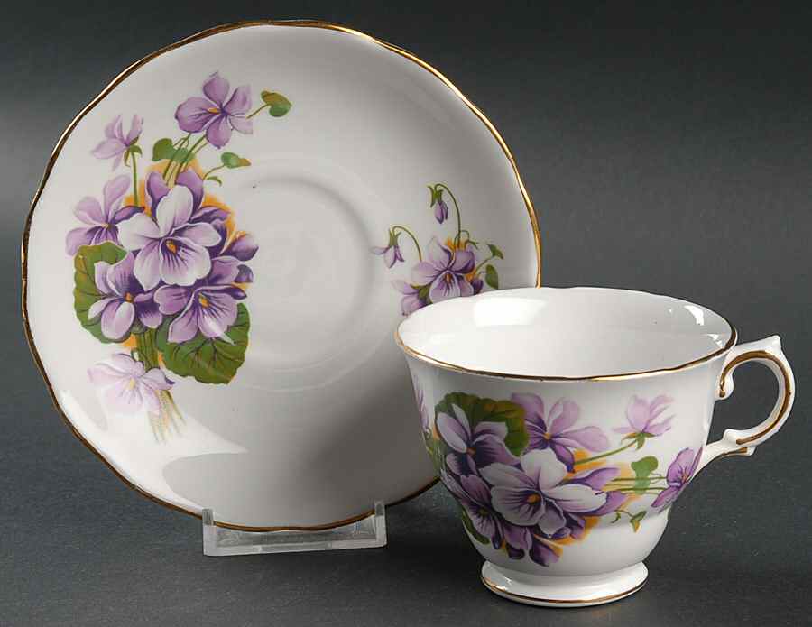 Flower Series Footed Cup & Saucer Set by Royal Kent (England)-1
